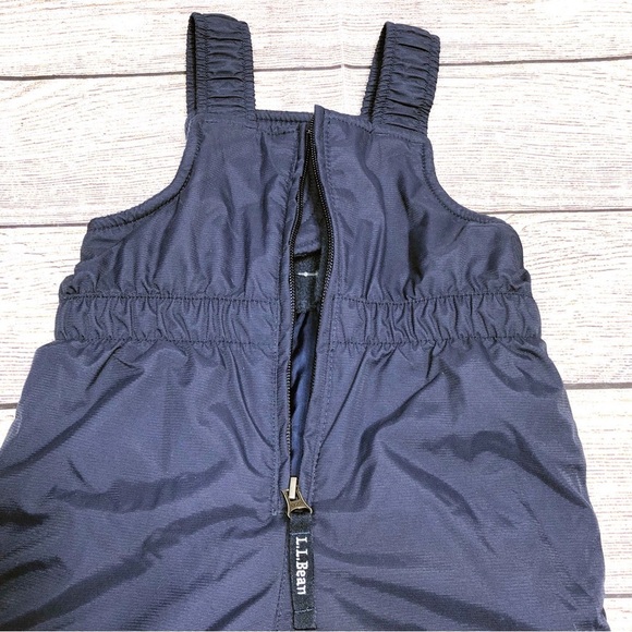 LL Bean Navy Blue Infant Snowsuit Cold Buster Snow Bibs Zip Fleece Lined 6-12M - Picture 8 of 10